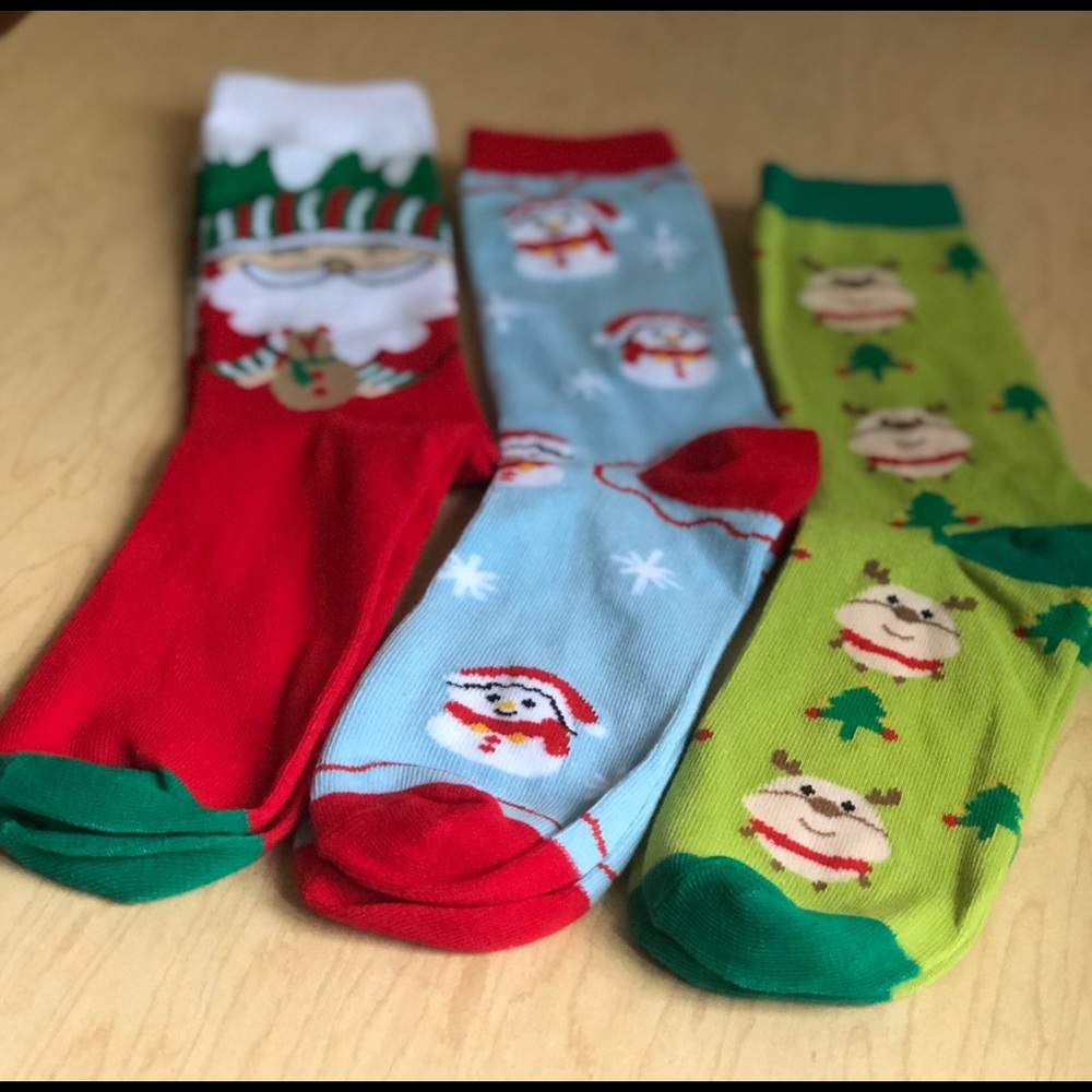 Set of three holiday socks